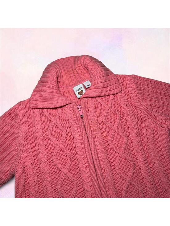 Pink Cable Knit Zip Up Sweater 18 Months - Picture 2 of 5